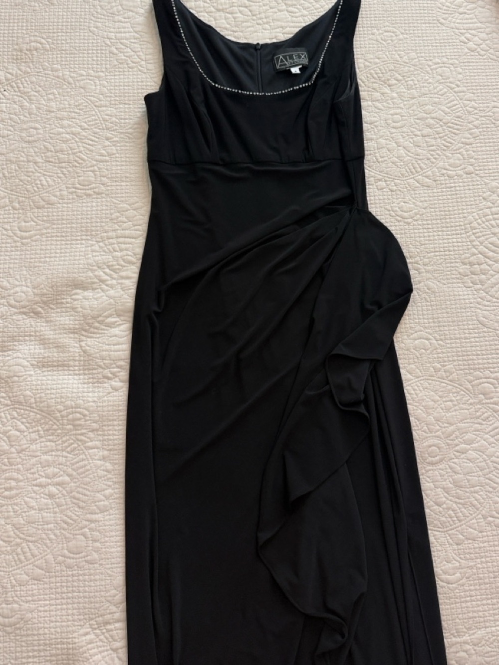 Alex Evenings Black Sleeveless Evening Gown with Beaded Scoop Neck - Picture 8 of 10